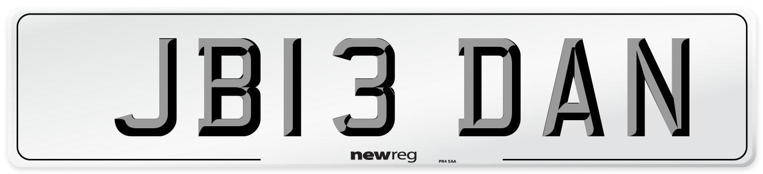 JB13 DAN Number Plate from New Reg